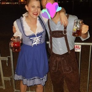 Oktoberfest Dirndl Dress Costume Blue 3 piece